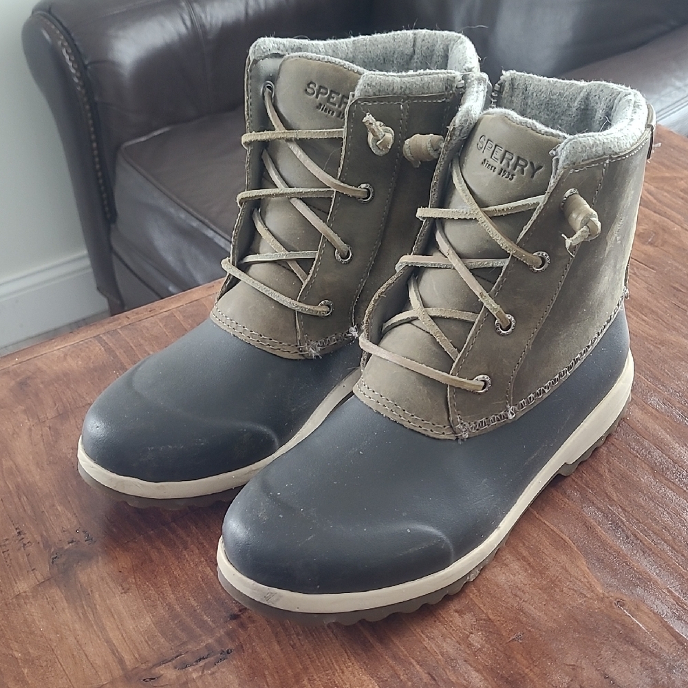 Sperry Gray and Tan Duck Boots
